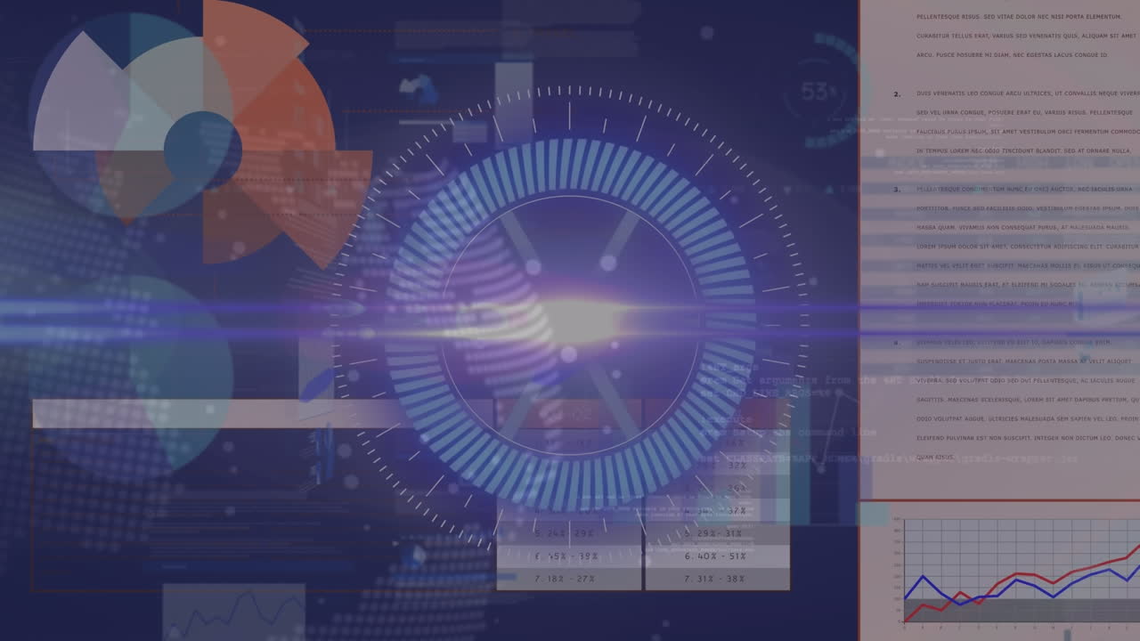 animación del escaneo del alcance sobre el procesamiento de datos sobre fondo negro