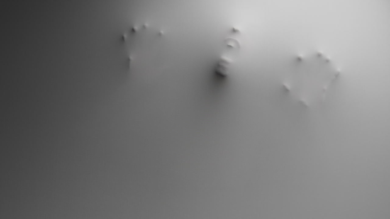 A scary silhouette of a woman appears from the white surface