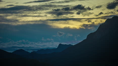 dusk or twilight to nighttime in the austrian alps - time lapse