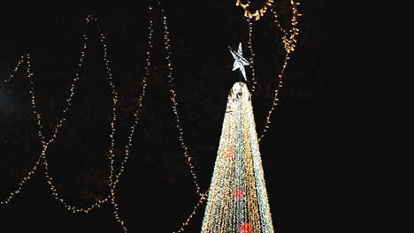 glimmering christmas tree in a night setting