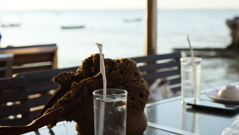 relaxing beachside meal with ocean view