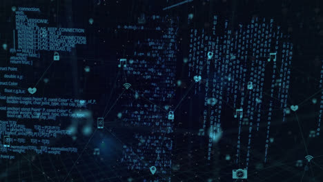 digital icons against data processing