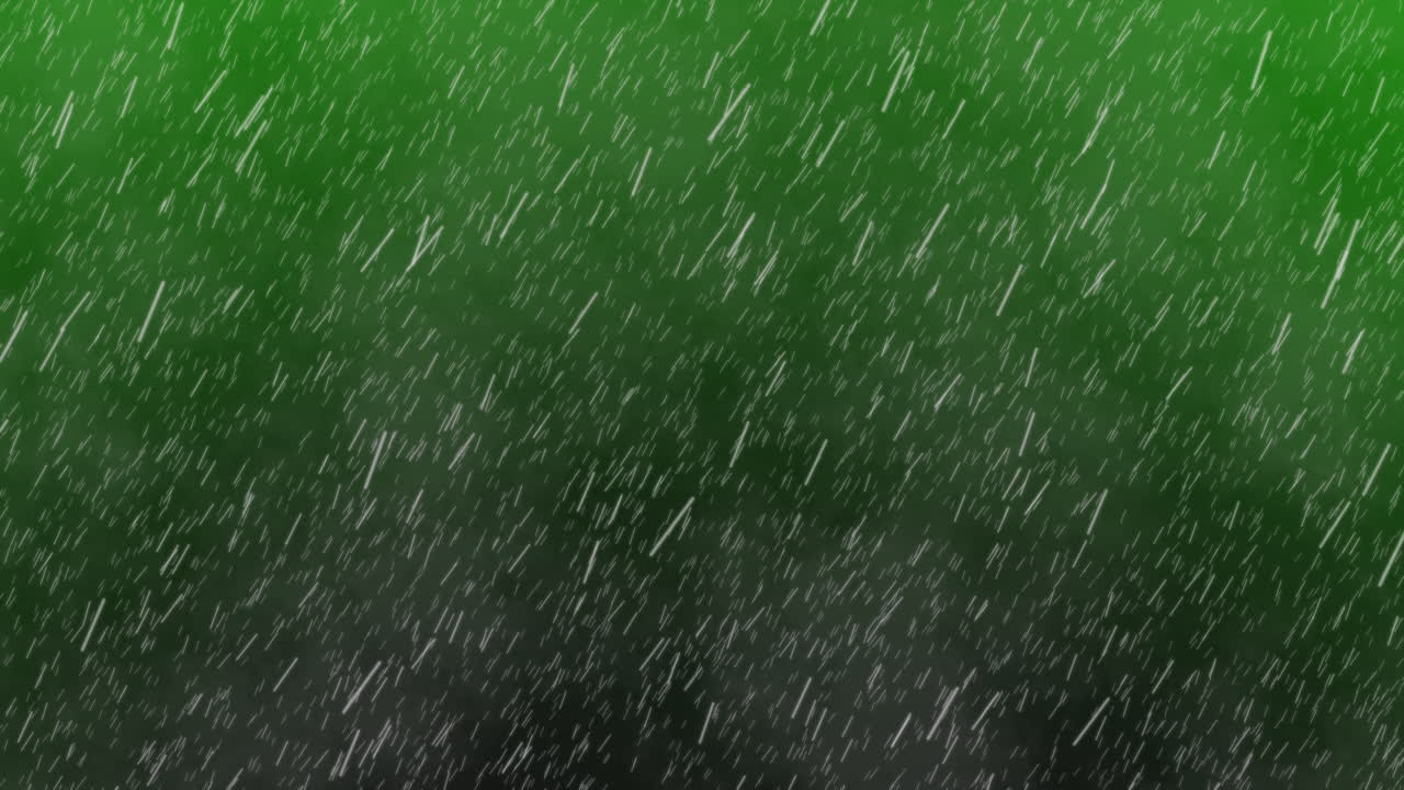 Animeret regn falder mod en grøn gradientbaggrund