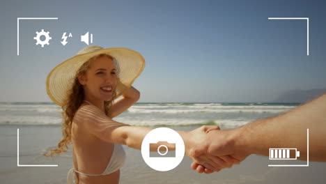 tomando fotos de una pareja con una cámara digital