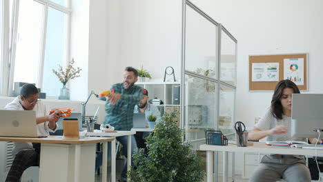 office team fun with water guns