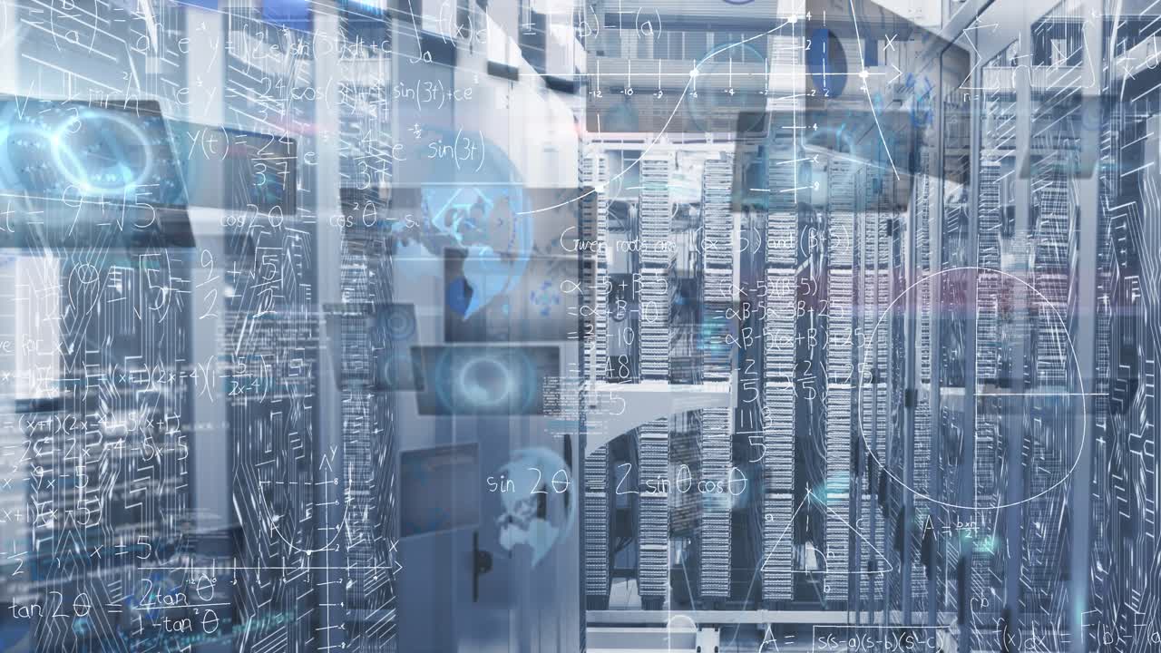 Animation of data processing over server room