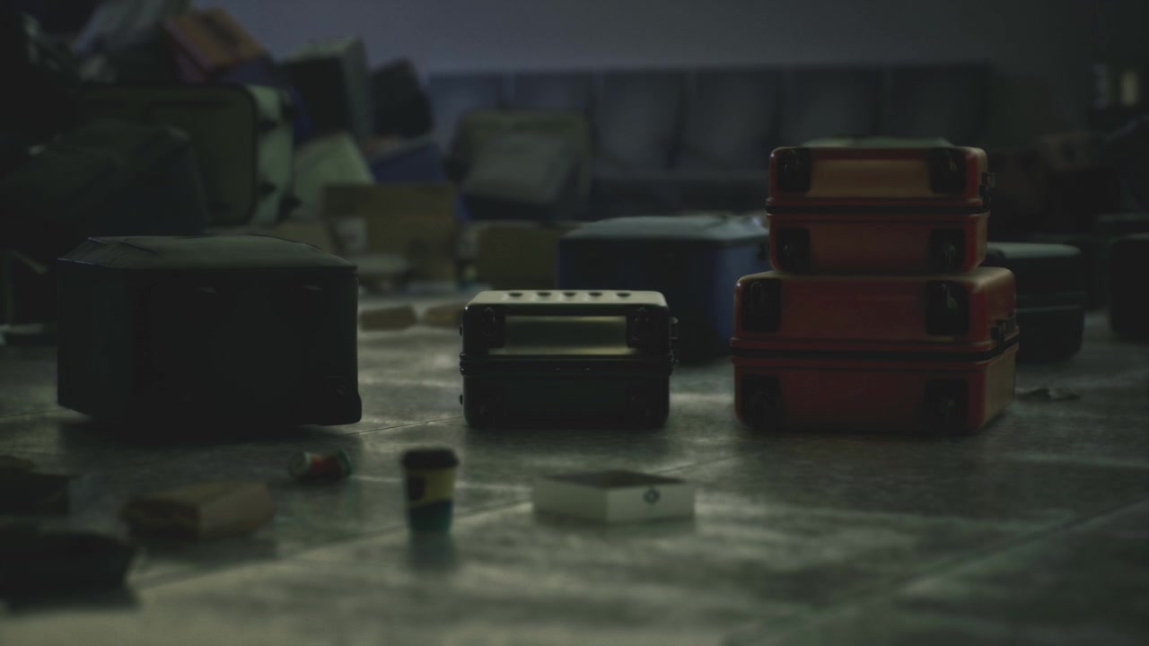 Abandoned baggage in vacant zone highlights urgent emergency moments