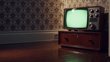 vintage television in a retro room
