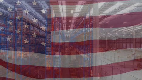 animación de la bandera de los estados unidos sobre el almacén