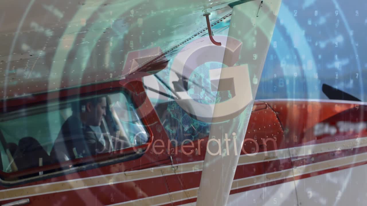 vídeo de la interfaz digital y texto 5g sobre el plano
