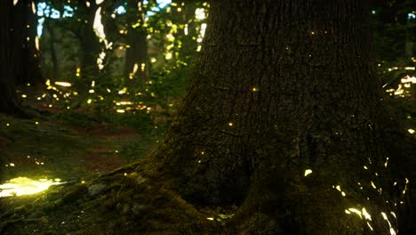 fantasy firefly lights in the magical forest