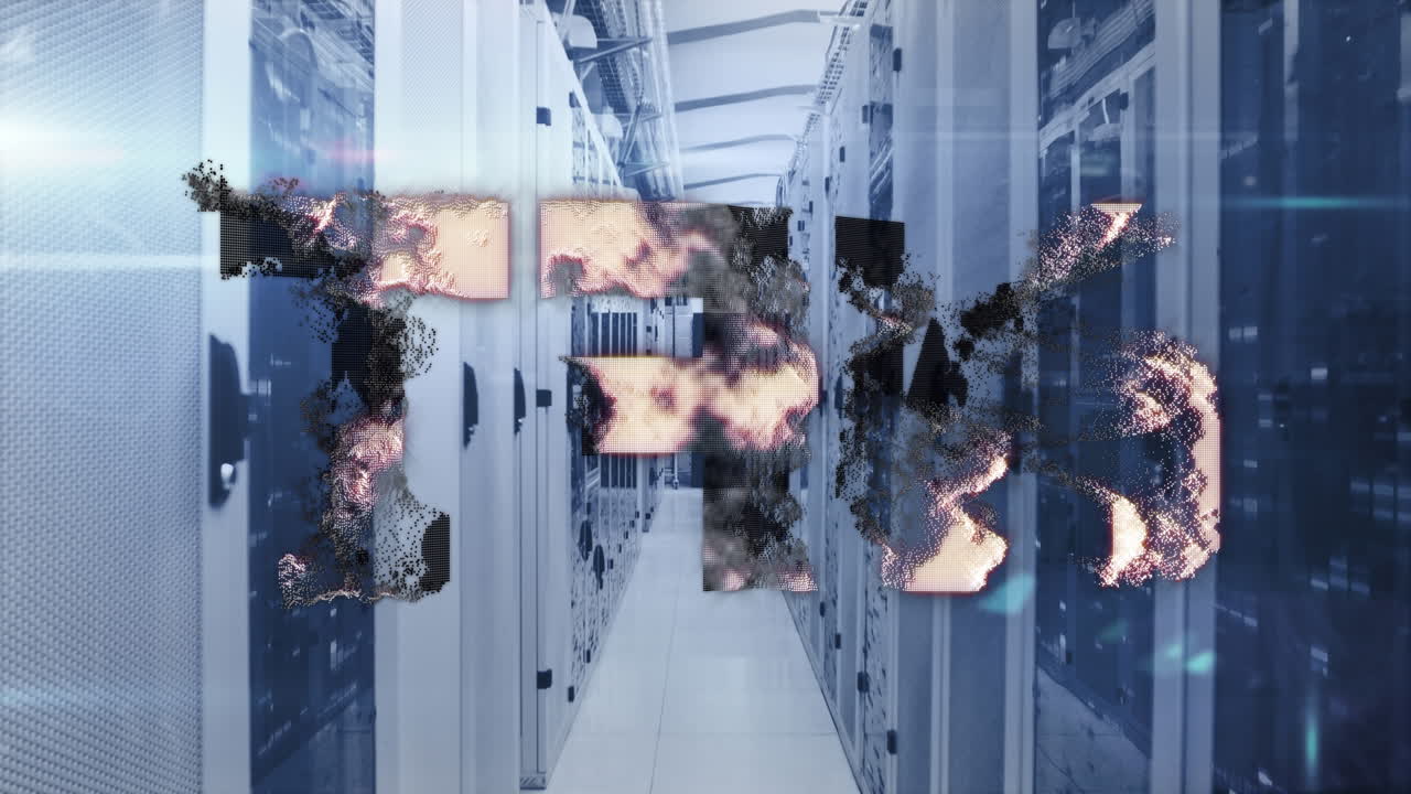 Animation of nft text over server room