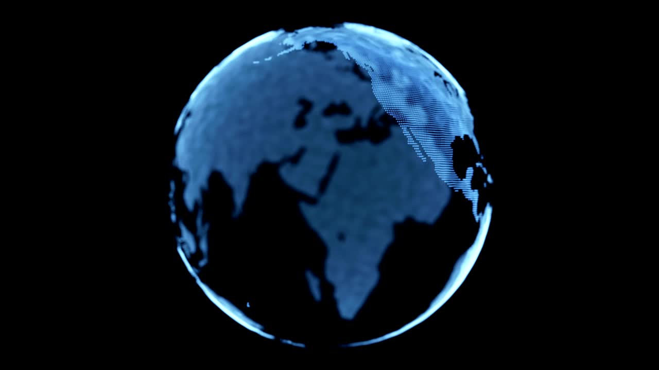 el globo digital moderno en 3d es azul.