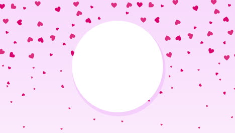tarjeta de san valentín con marco circular y patrón de corazones de amor