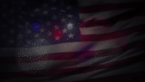 Animation-Von-Feuerwerk-über-Der-Flagge-Der-USA