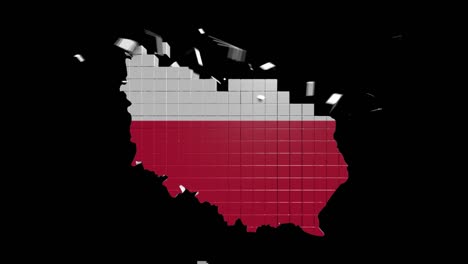 poland map showing up intro by regions 4k animated poland map intro background with countries appearing and fading one by one and camera movement