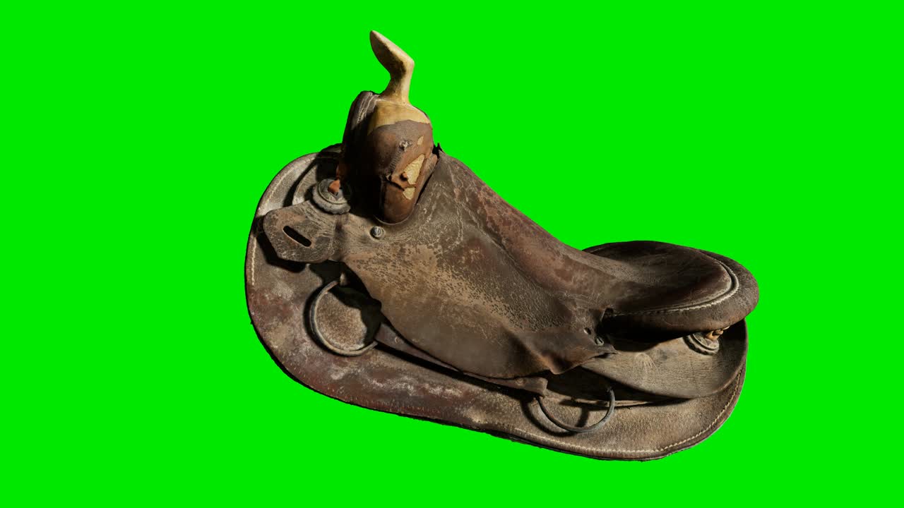 silla de caballo vintage en el fondo verde chromakey