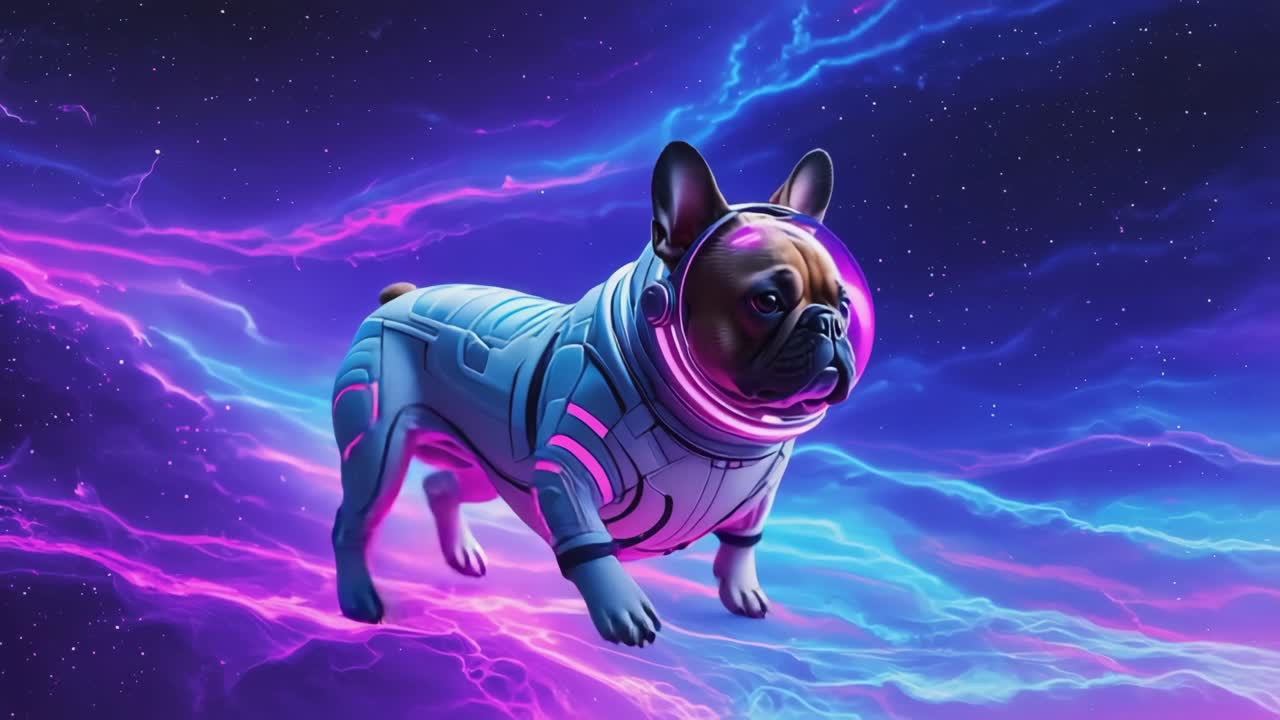 A French Bulldog Astronaut in Space