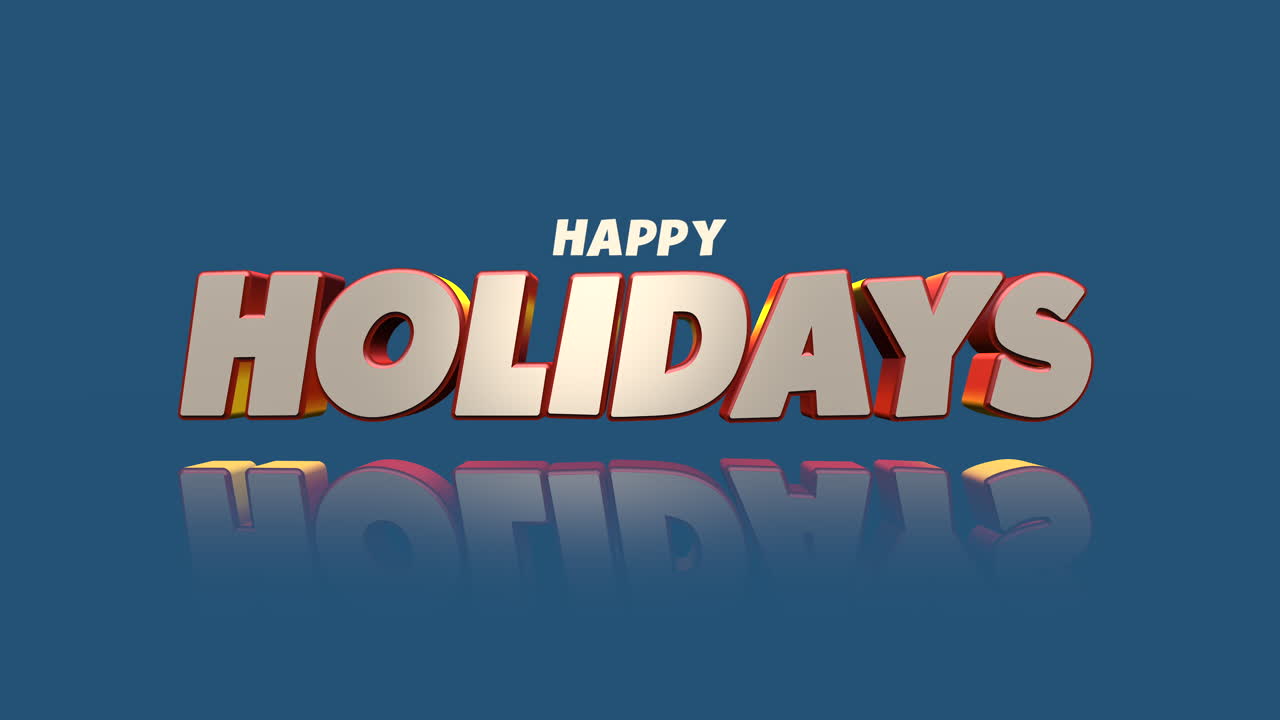 felices fiestas texto de dibujos animados en degradado azul 1