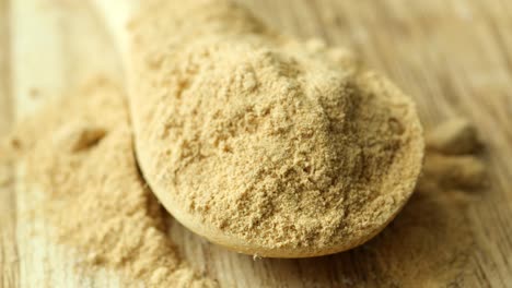 ginger powder in wooden spoon