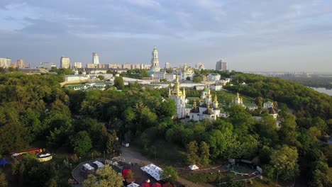 aerial view of kiev-pechersk lavra ukrainian orthodox monastery