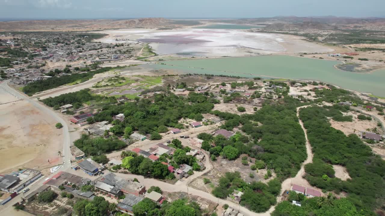 Aerial View of Araya Village and Dry Landscape in Venezuela