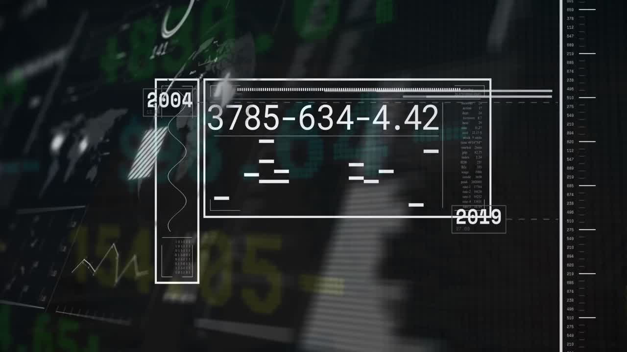 Animation of numbers on screen and data processing