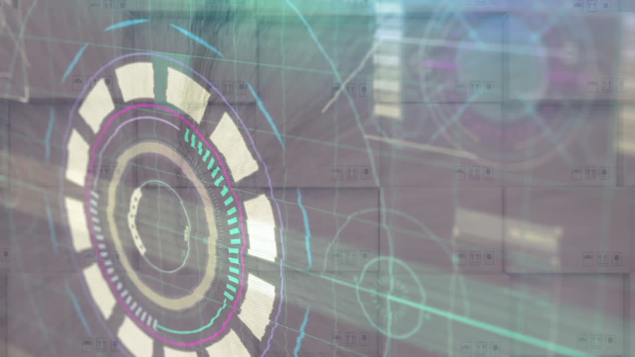 animación del procesamiento de datos con fallo sobre la pila de cajas de cartón