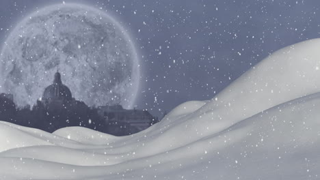 snow falling in countryside