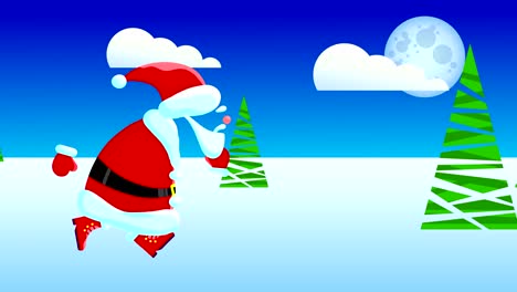 santa claus sin cara corre hacia la derecha