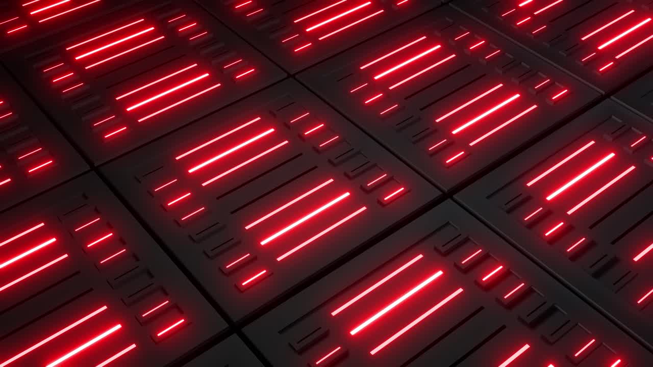 Abstract Glowing Red Lines on Dark Panels