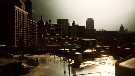 new york city skyline with manhattan skyscrapers after the storm