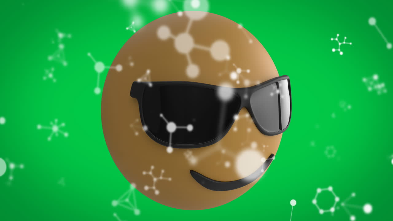 ⁇ 글라스 이모티콘의 애니메이션이 연결 네트워크에서 떨어지고 있습니다.