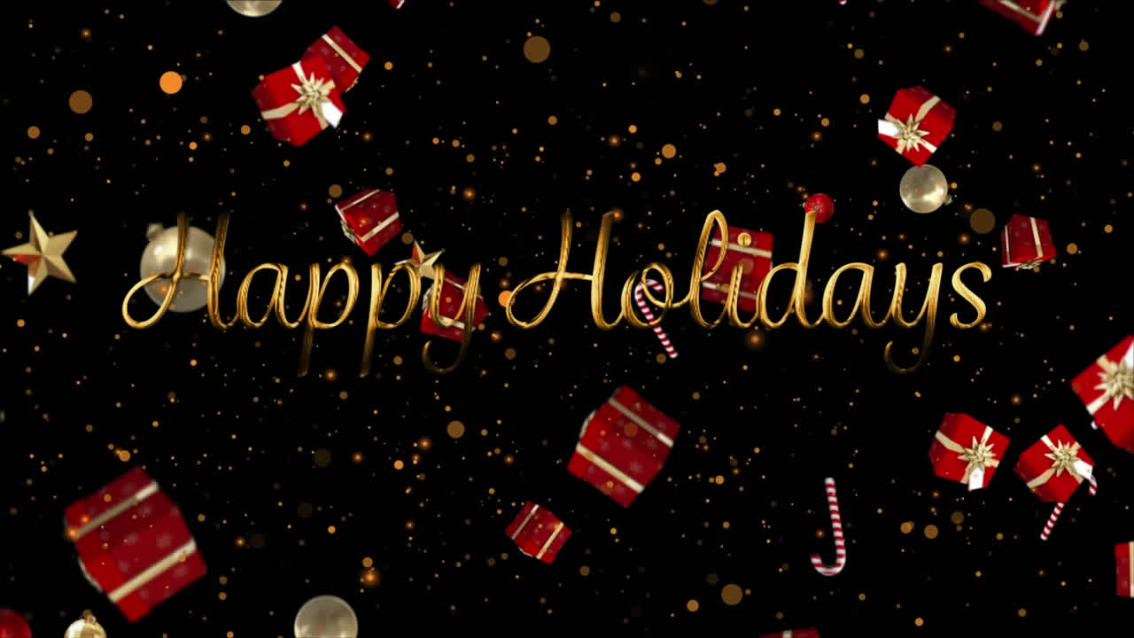 추락하는 선물 위에 쓰여진 행복한 휴일