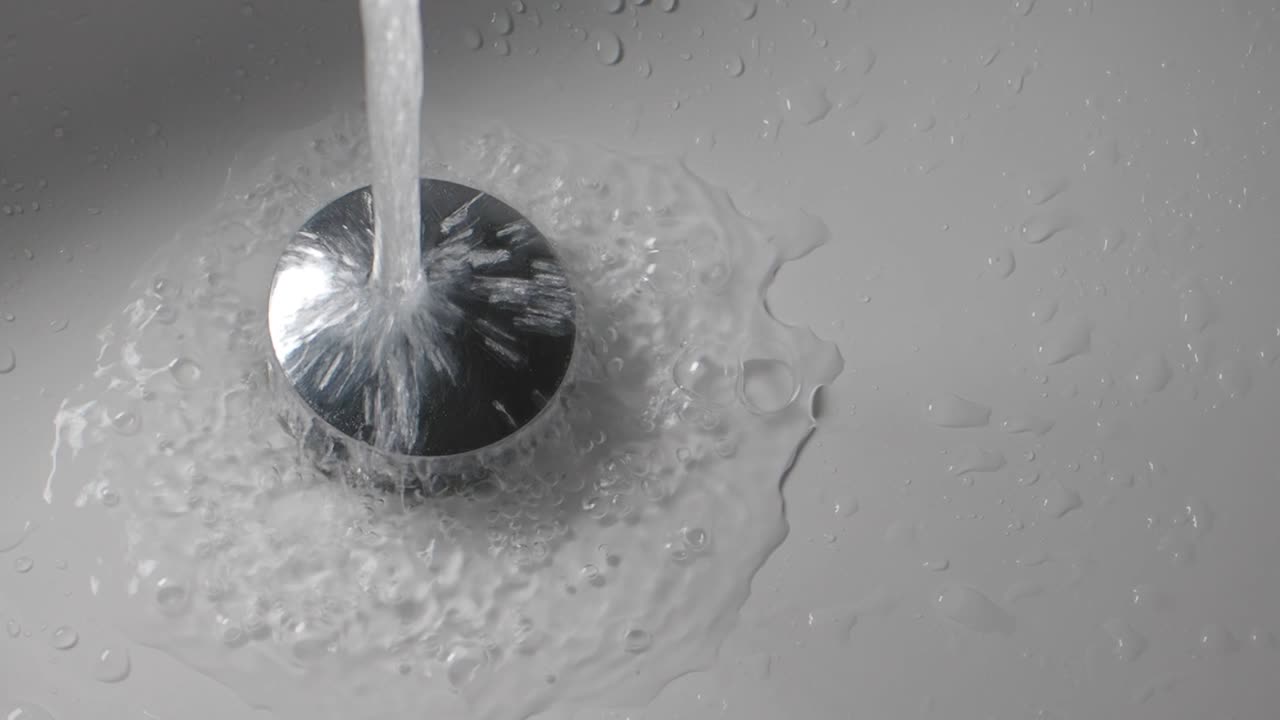 Water flowing into a sink drain