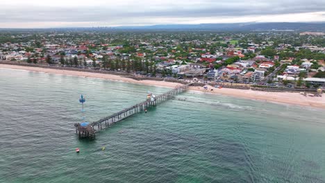 Cinematic-Drone-of-Brighton-Jetty-looking-towards-Adelaide-CBD-4K