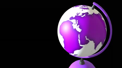 animation of purple and white globe spinning over black background