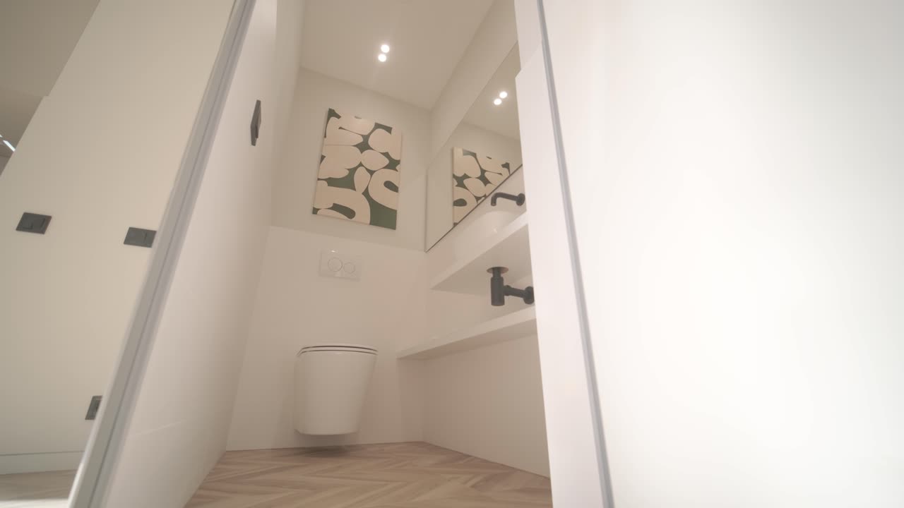 baño moderno de azulejos con ducha en una casa moderna, interior de bienes raíces.