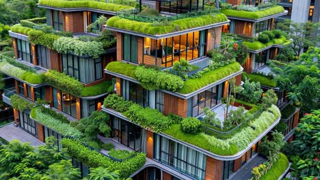 modern green architecture with rooftop gardens
