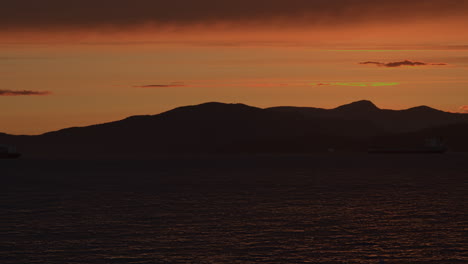 sunset sky time-lapse in the port of vancouver , the sun has set, dusk