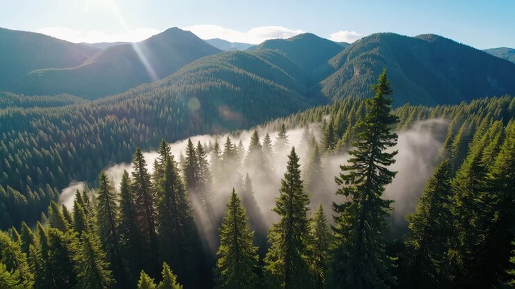 La forêt brumeuse vue d'en haut