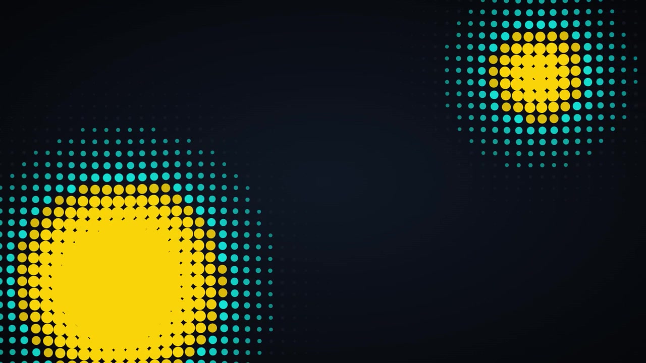Abstract Motion Graphics with Pulsing Yellow and Teal Halftone Dots