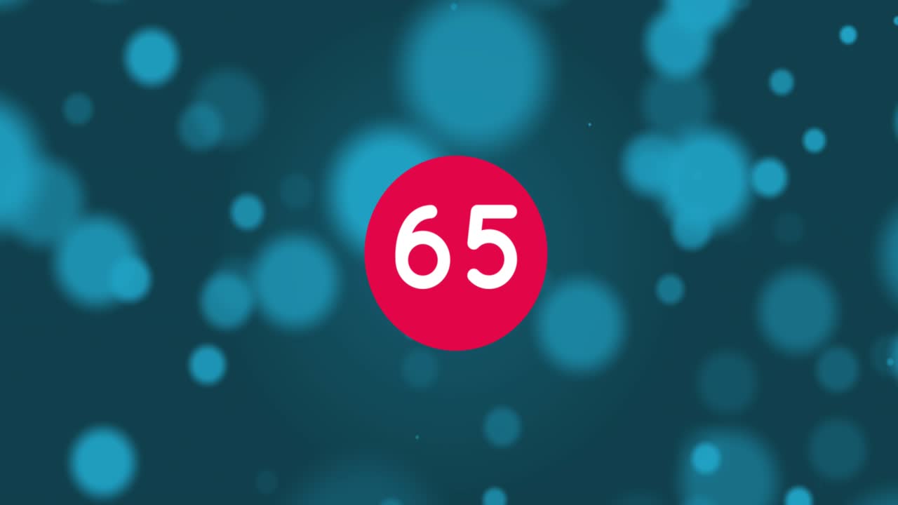 Animazione di numeri e punti su sfondo blu