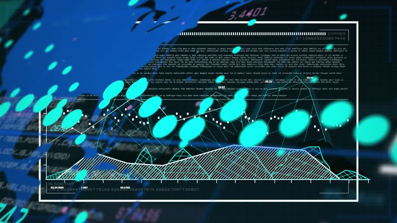 animación del procesamiento de datos científicos sobre el mapa del mundo en una pantalla digital