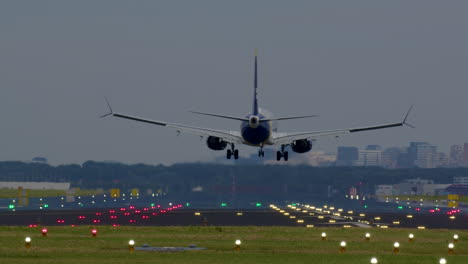 airplane landing on runway