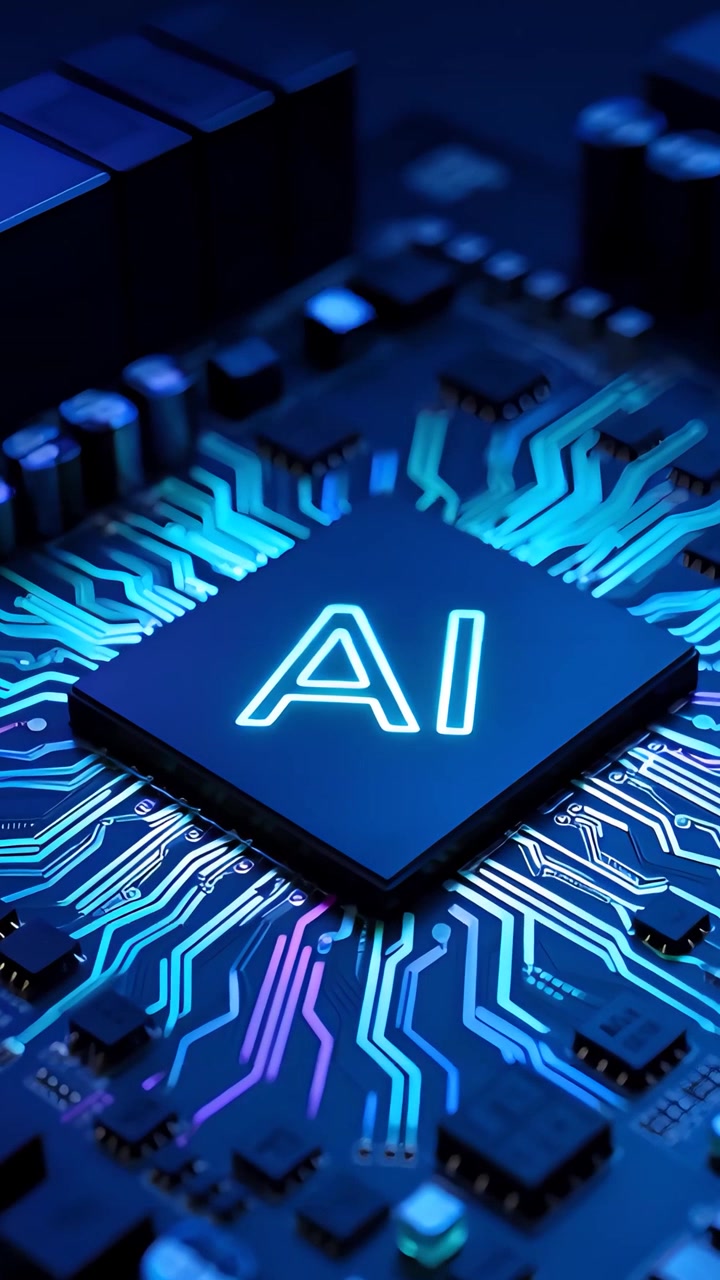 Futuristic AI Chip Motherboard Technology Background 4K