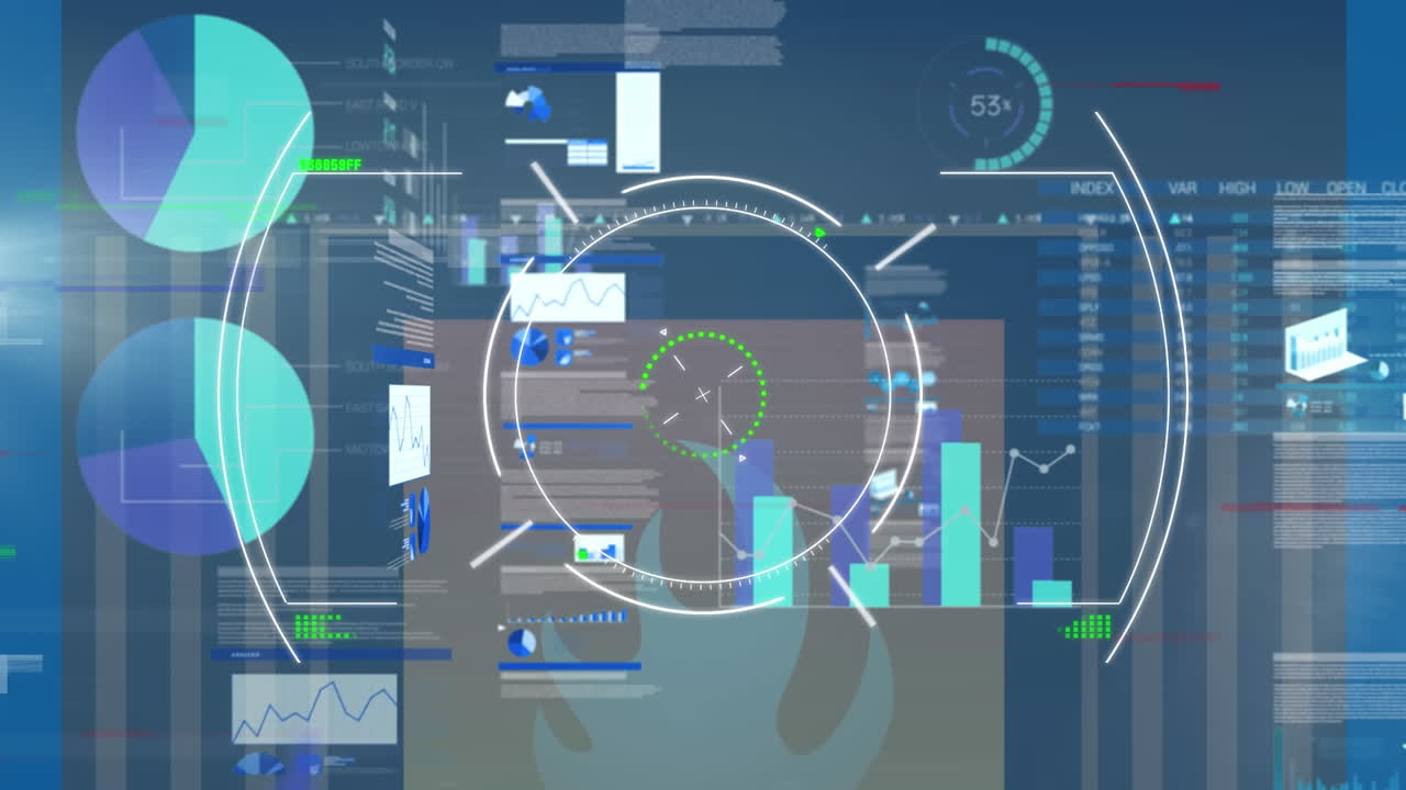 Animation of statistics, firewall and data processing