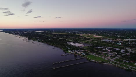 majestic sunrise on sebastian in florida, usa_drone view