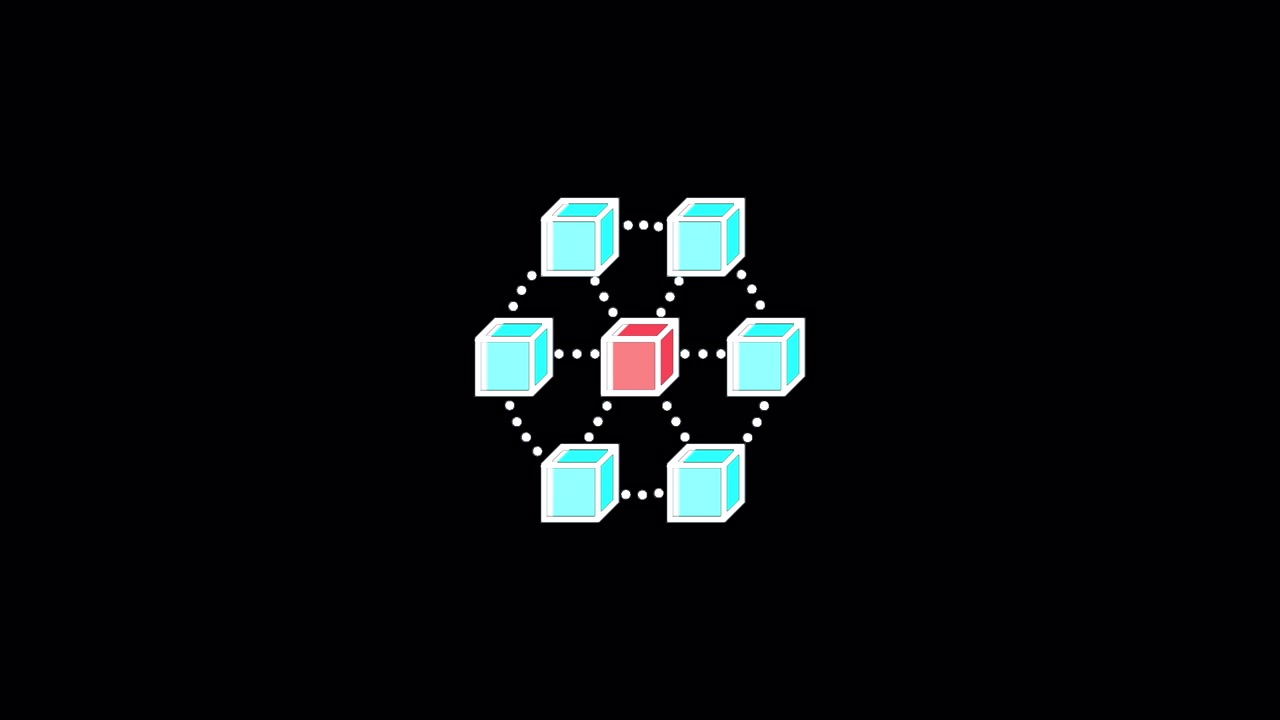 Animated Digital Cube Network Representing Blockchain Technology
