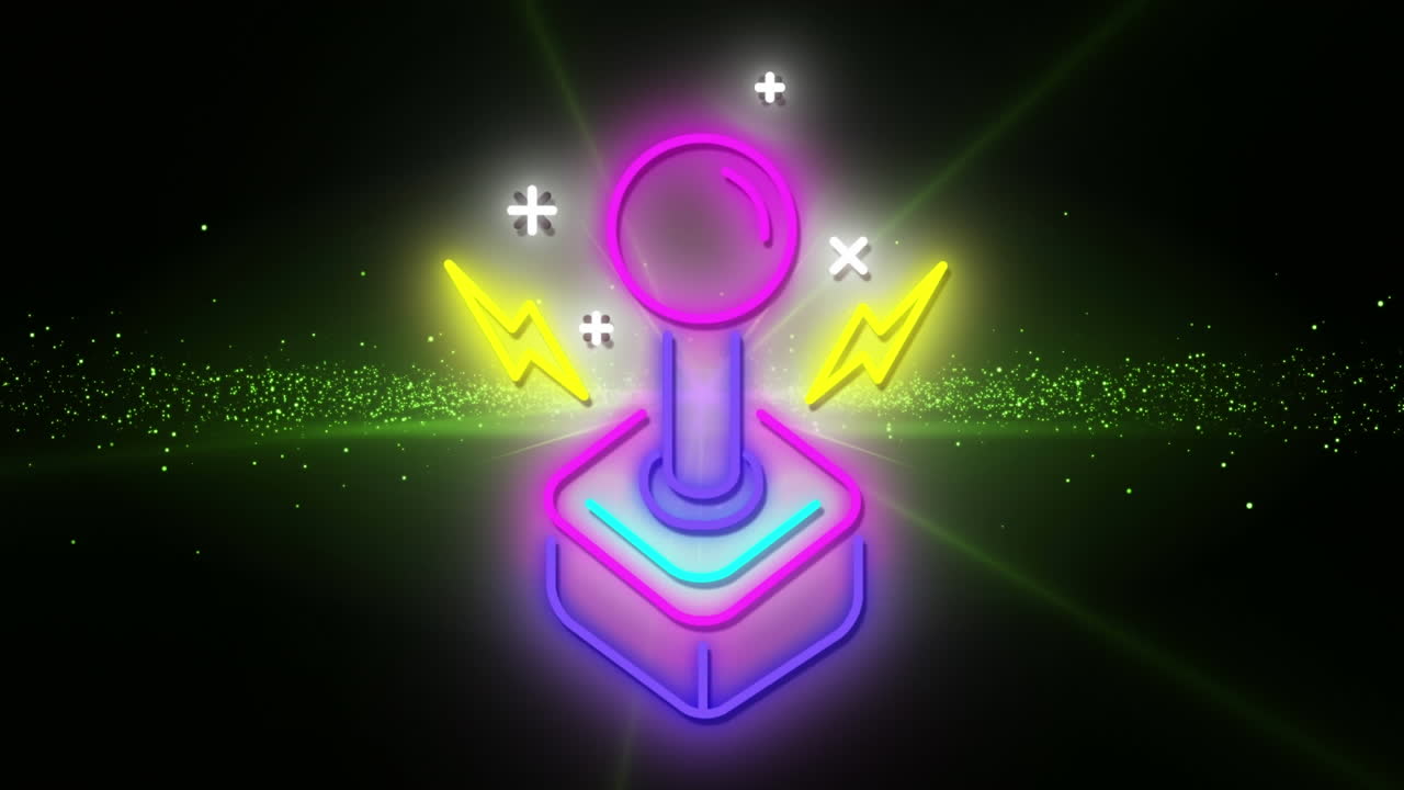 녹색 빛과 파도 위에 네온 기 ⁇  패드의 애니메이션